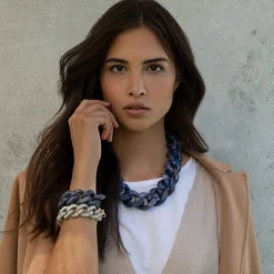 Vanessa Baroni Halsketten|Big Flat Chain Necklace Blue Multicolor