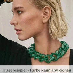 Vanessa Baroni Halsketten|Big Flat Chain Necklace Blue Glitter