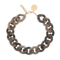 Vanessa Baroni Halsketten|Big Flat Chain Necklace Grey Marble