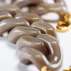 Vanessa Baroni Halsketten|Big Flat Chain Necklace Greige Marble