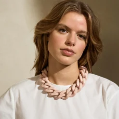 Vanessa Baroni Halsketten|Big Flat Chain Necklace Matt Baby Rose