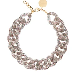 Vanessa Baroni Halsketten|Big Flat Chain Necklace Multi Glitter