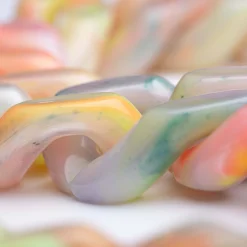 Vanessa Baroni Halsketten|Big Flat Chain Necklace Neon Rainbow