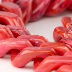 Vanessa Baroni Halsketten|Big Flat Chain Necklace Pink Marble