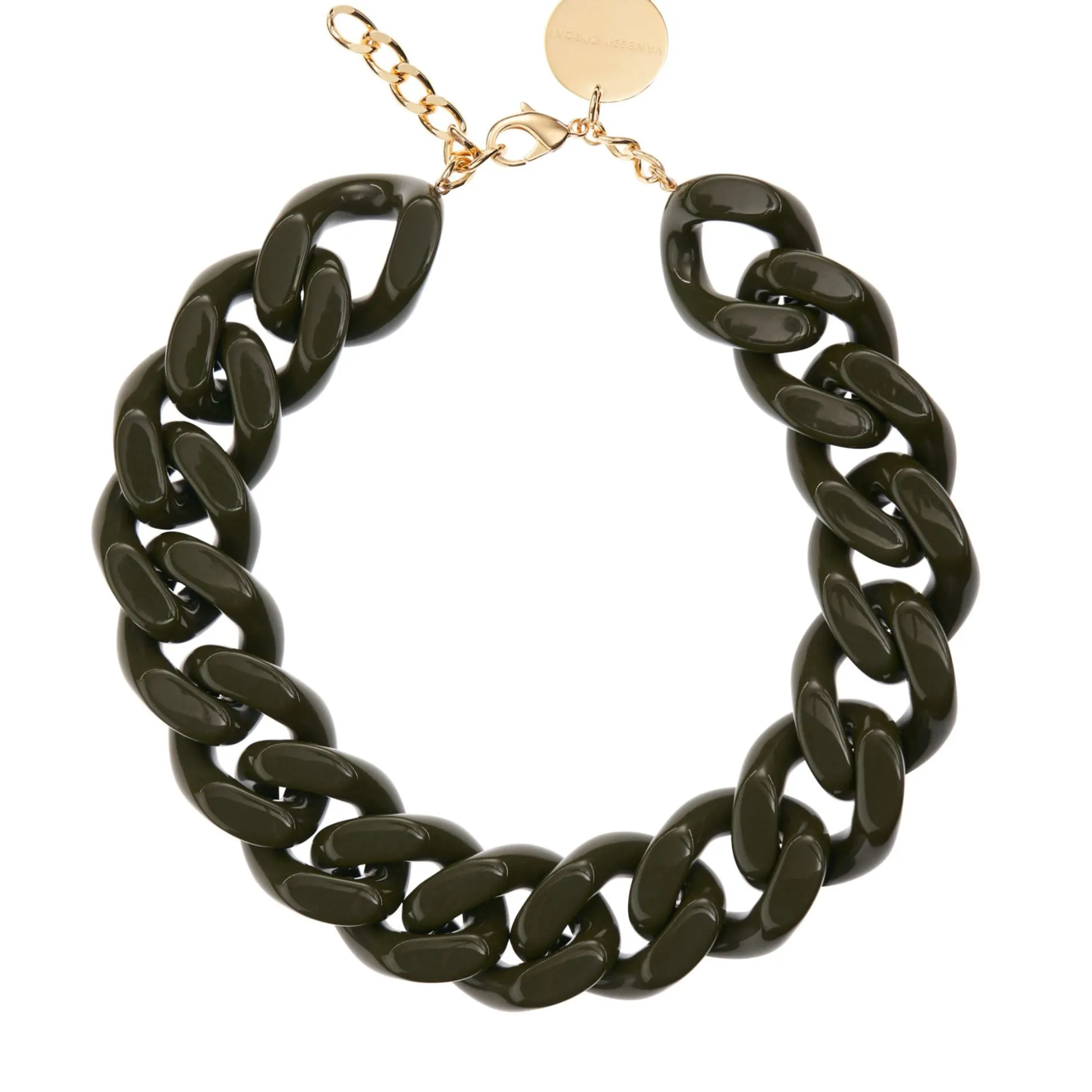 Vanessa Baroni Halsketten|Big Flat Chain Necklace Winter Olive