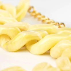 Vanessa Baroni Halsketten|Big Flat Chain Necklace Yellow Marble