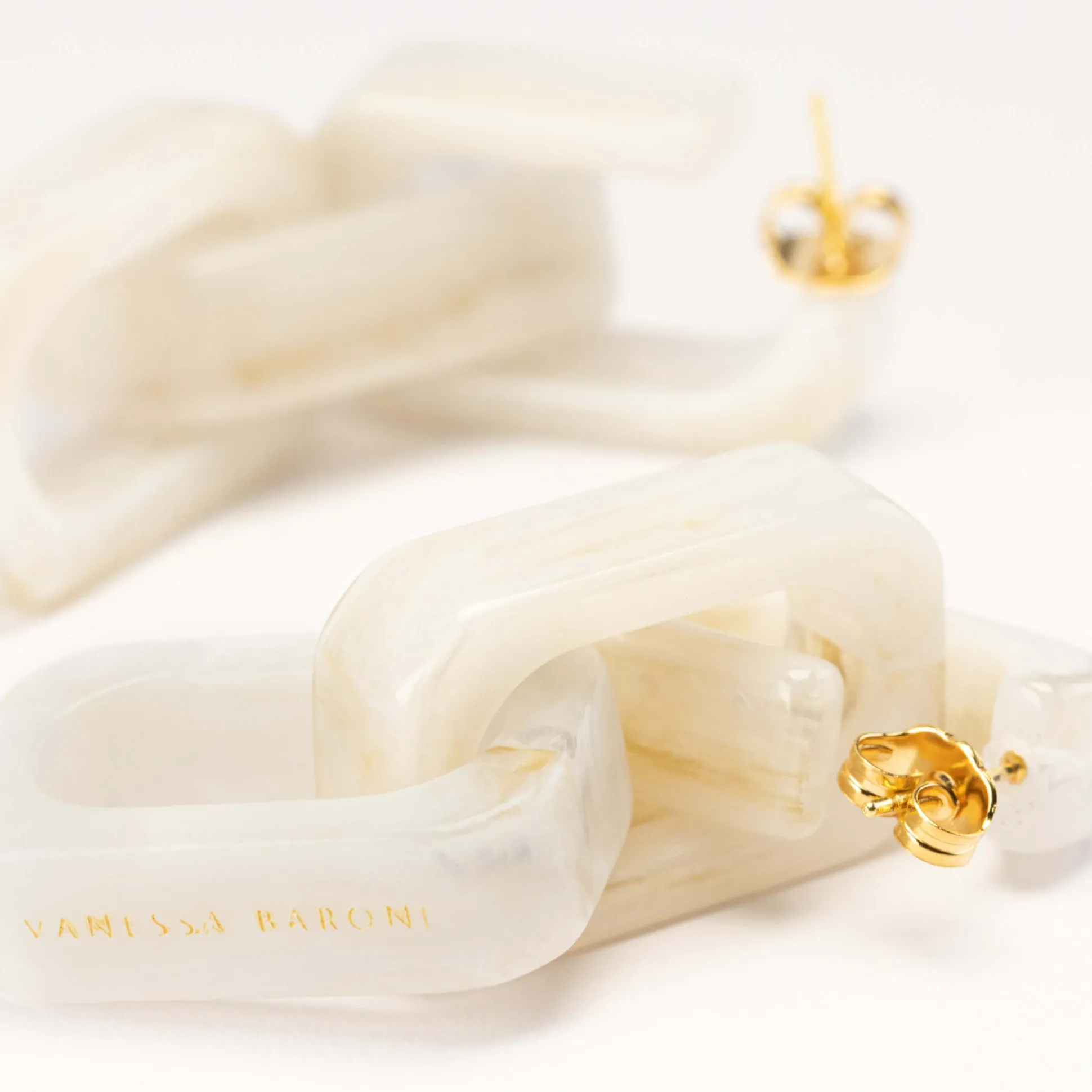 Vanessa Baroni Ohrringe|Big Tank Earring White Marble