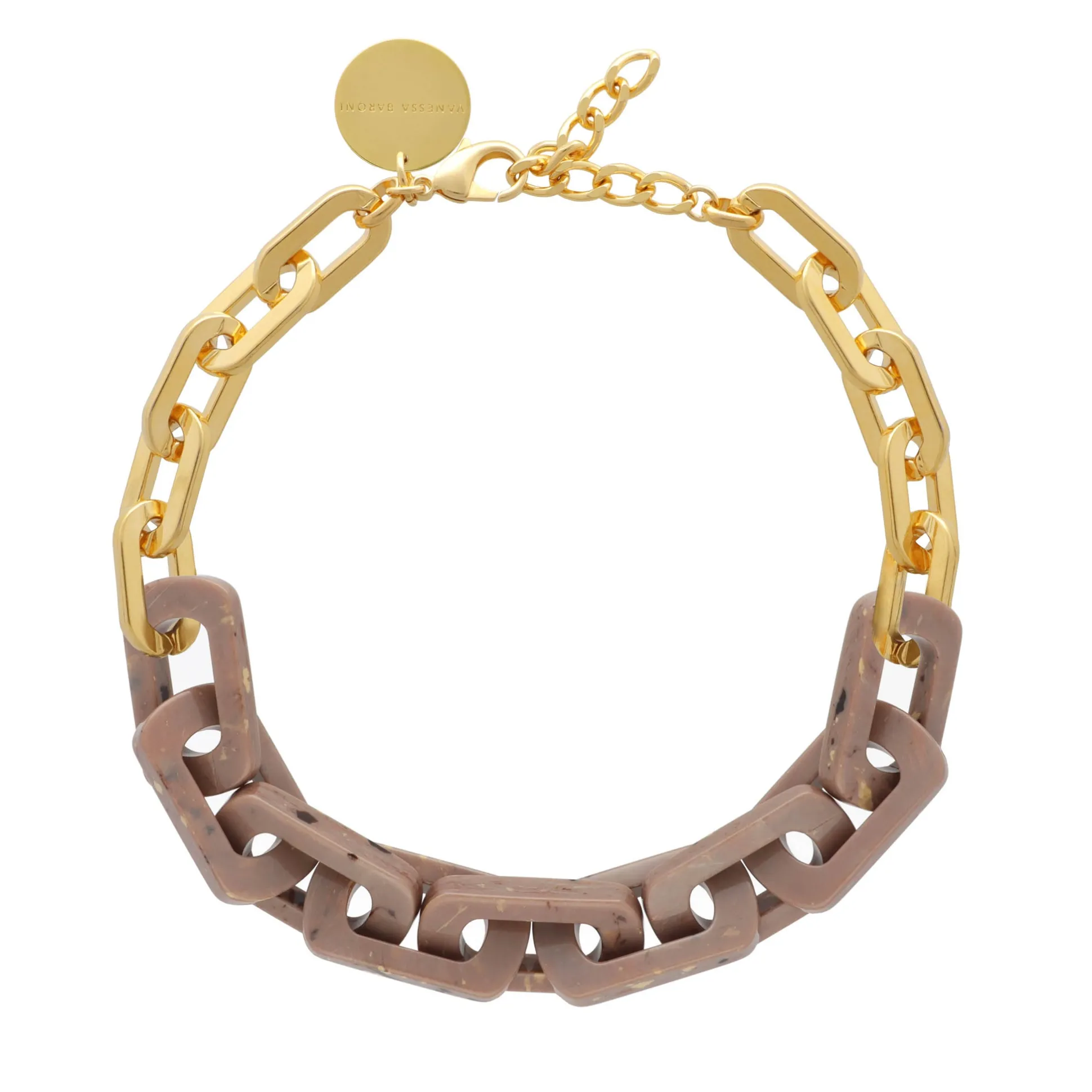 Vanessa Baroni Halsketten|Edge Necklace With Gold - Brown Marble