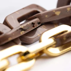 Vanessa Baroni Halsketten|Edge Necklace With Gold - Brown Marble