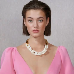 Vanessa Baroni Halsketten|Edge Necklace With Gold - Off-White