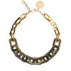 Vanessa Baroni Halsketten|Edge Necklace With Gold - Olive Marble