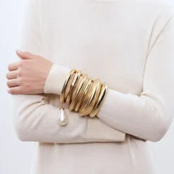 Vanessa Baroni Armbänder|Ellipse Open-Up Bangle Gold