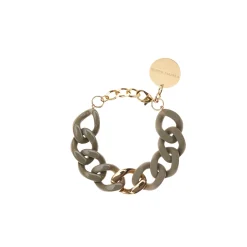 Vanessa Baroni Armbänder|Flat Chain Bracelet 2 Color With Gold - Olive - Olive Matt