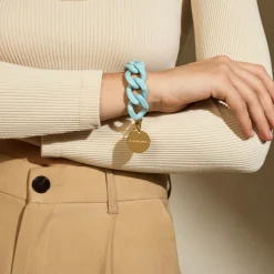 Vanessa Baroni Armbänder|Flat Chain Bracelet Matt Baby Blue