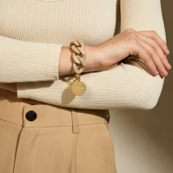 Vanessa Baroni Armbänder|Flat Chain Bracelet Matt Beige