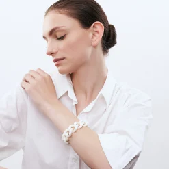 Vanessa Baroni Armbänder|Flat Chain Bracelet Matt Off White