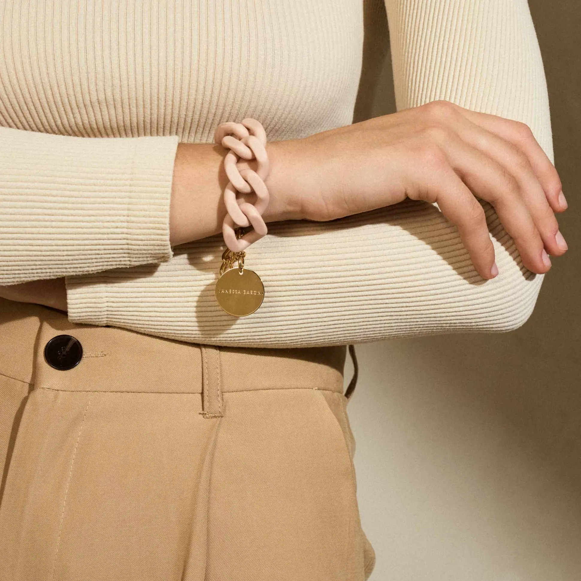 Vanessa Baroni Armbänder|Flat Chain Bracelet Matt Baby Rose