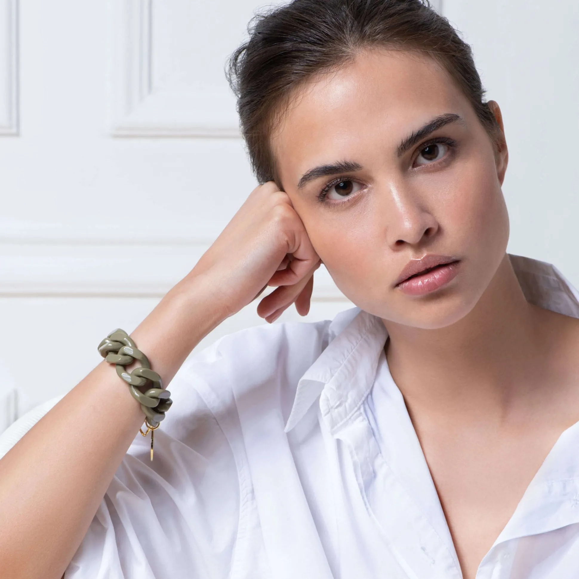 Vanessa Baroni Armbänder|Flat Chain Bracelet Olive