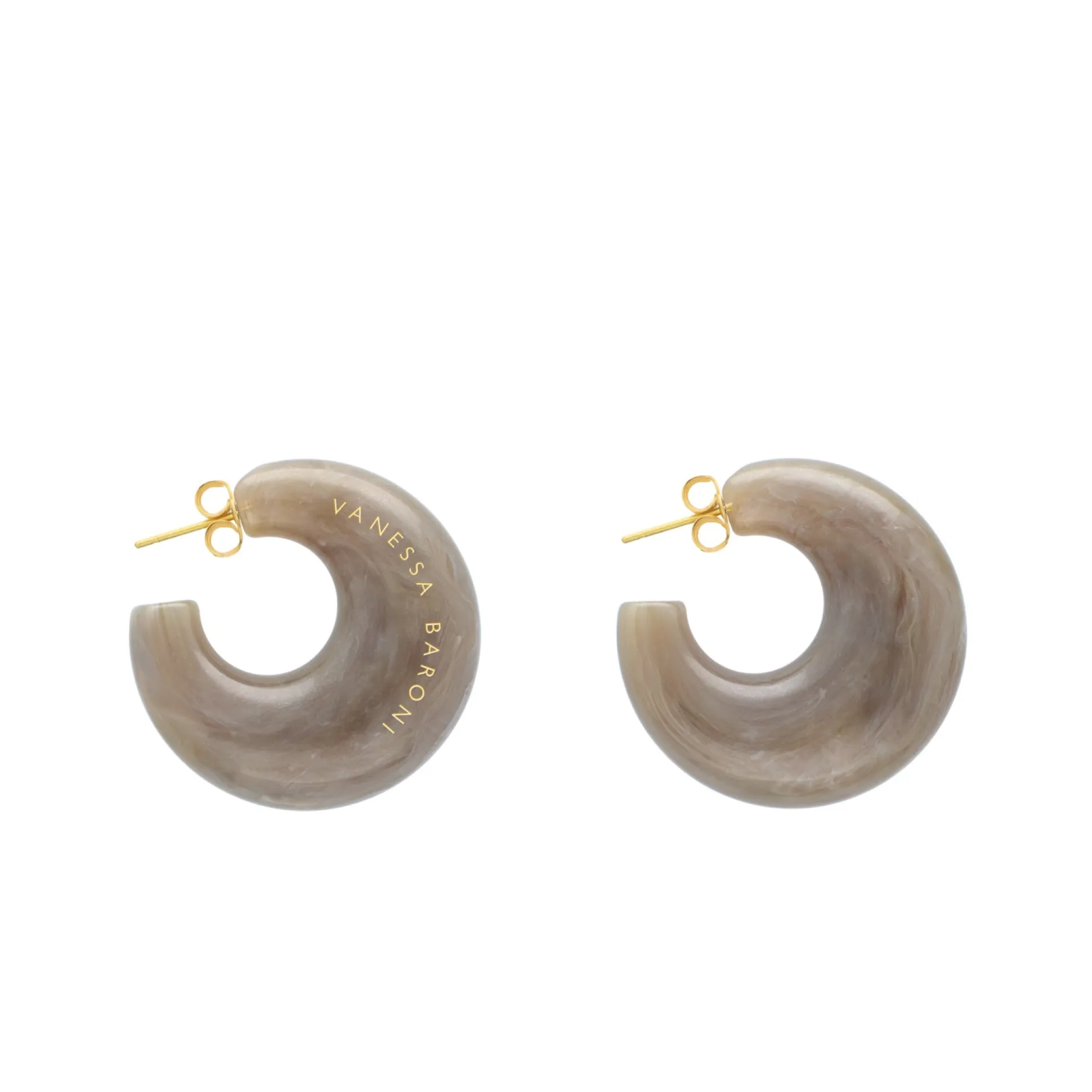 Vanessa Baroni Ohrringe|Moon Earring Greige Marble