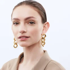 Vanessa Baroni Ohrringe|New Flat Chain Earring Gold Vintage