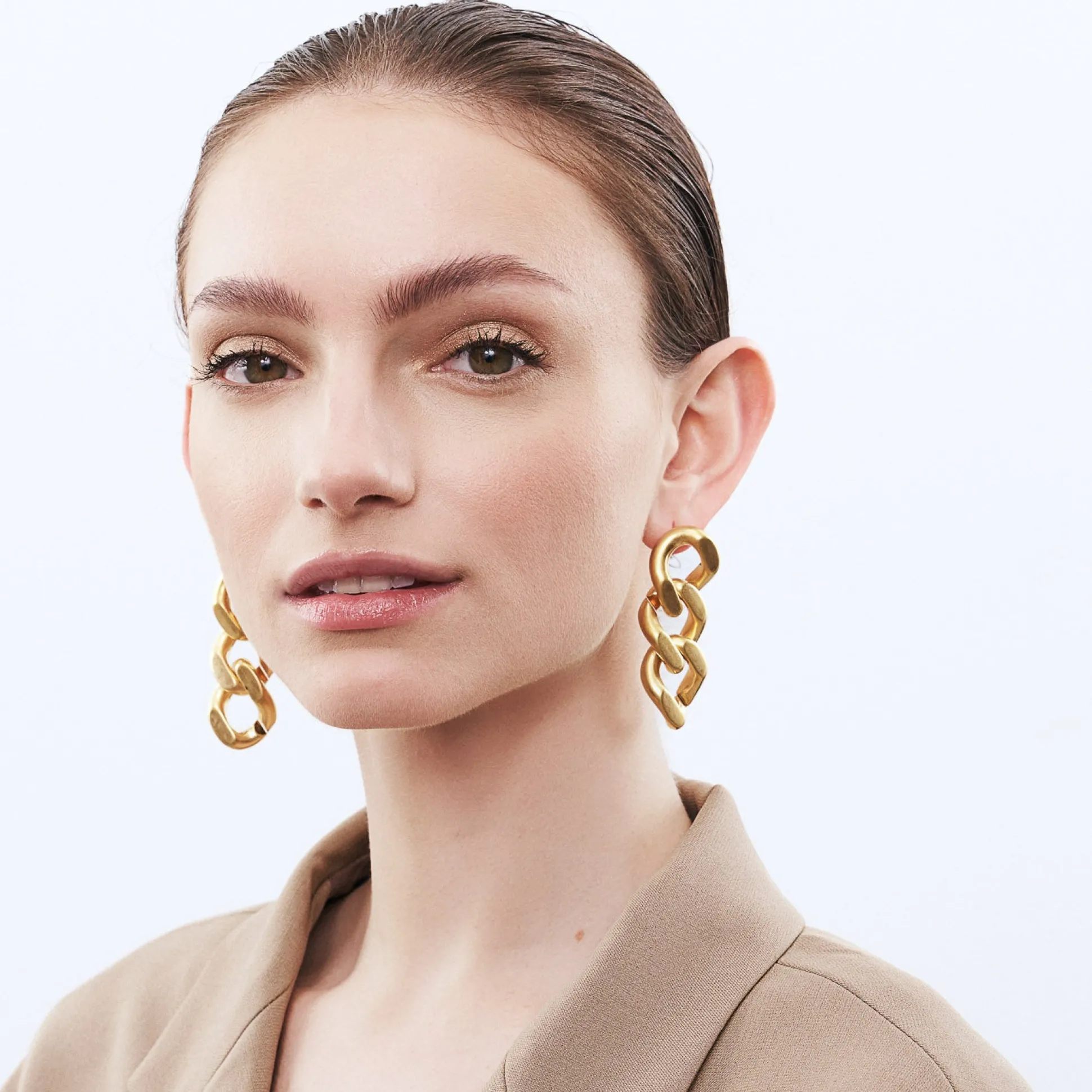 Vanessa Baroni Ohrringe|New Flat Chain Earring Gold Vintage