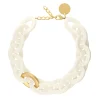Vanessa Baroni Halsketten|Oval Necklace Short With Gold - Matt Off White
