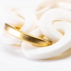 Vanessa Baroni Halsketten|Oval Necklace Short With Gold - Matt Off White