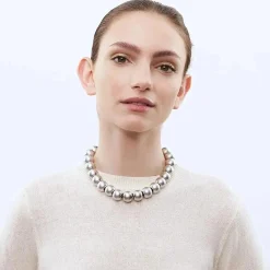 Vanessa Baroni Halsketten|Small Beads Necklace Short Silver Vintage