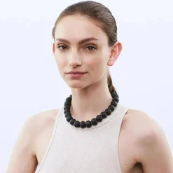 Vanessa Baroni Halsketten|Small Beads Necklace Short Matt Black