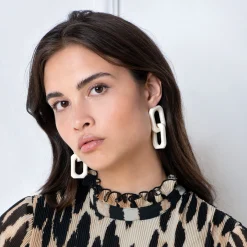 Vanessa Baroni Ohrringe|Squared Double Earring Large Off-White