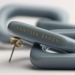 Vanessa Baroni Ohrringe|Squared Double Earring Small Pigeon Blue