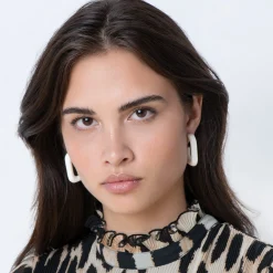 Vanessa Baroni Ohrringe|Squared Single Earring Small Off-White