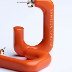 Vanessa Baroni Ohrringe|Squared Single Earring Small Orange