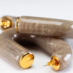 Vanessa Baroni Ohrringe|Tube Earring Greige Marble