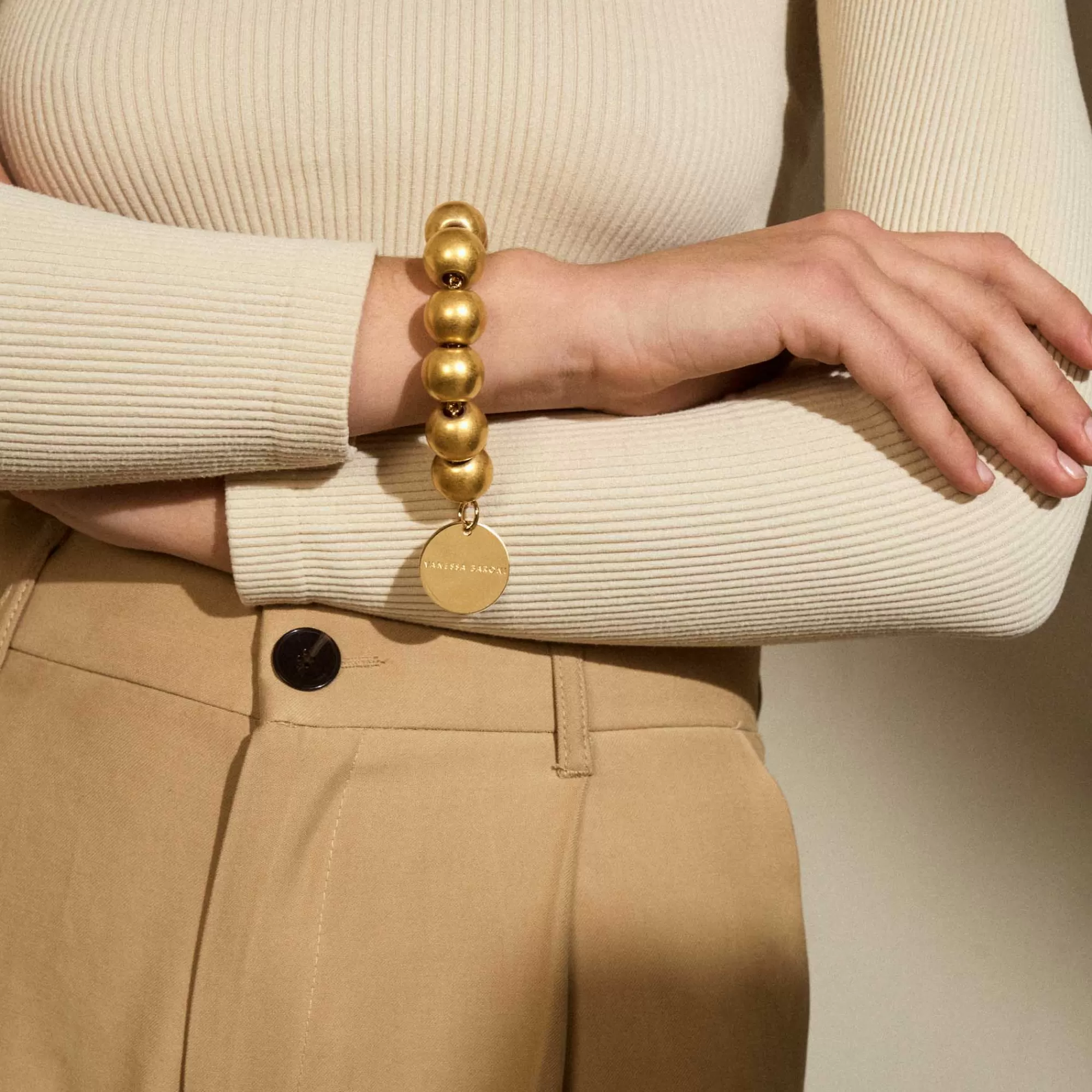 Discount Vanessa Baroni Beads Bracelet Gold Vintage