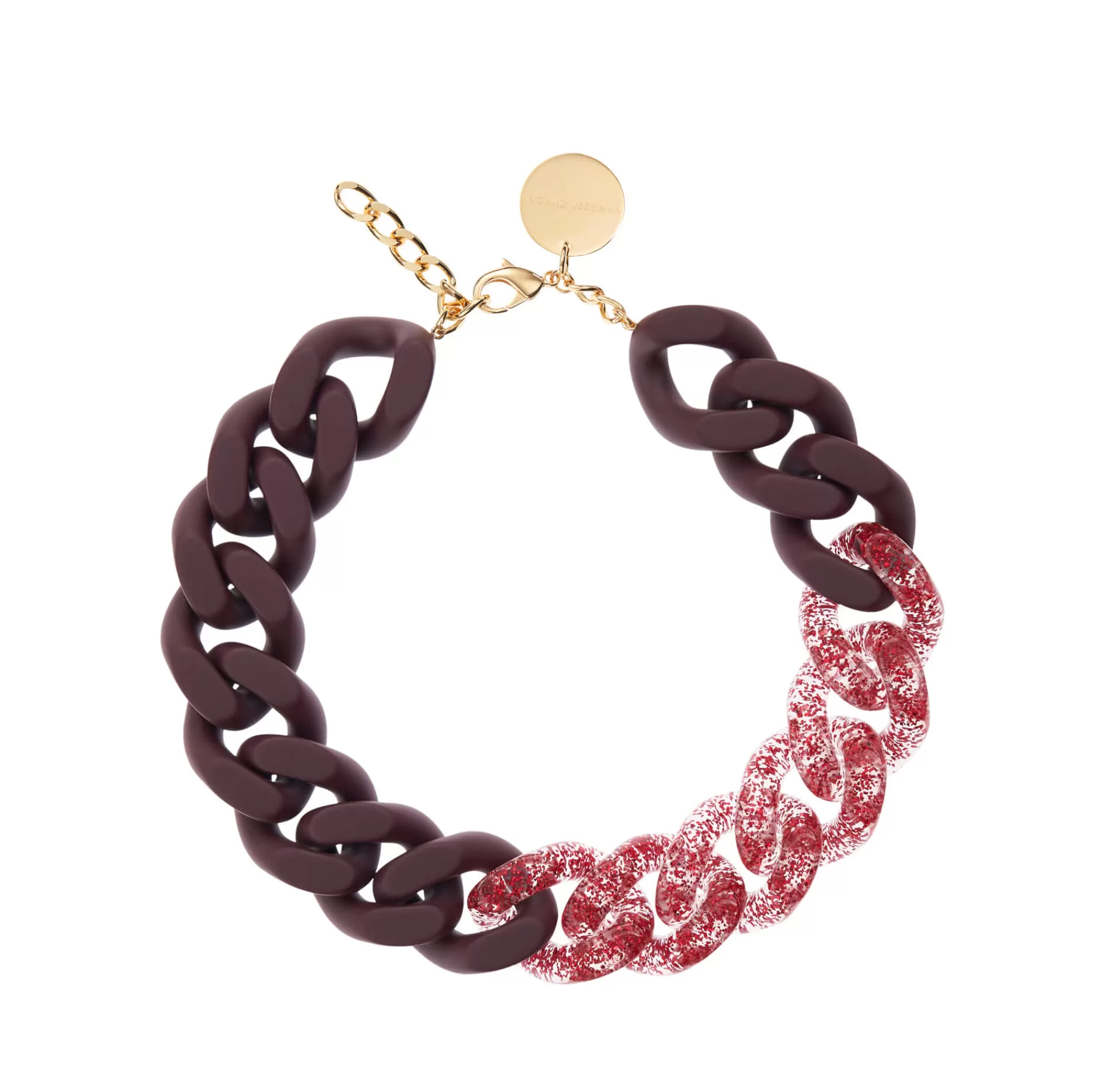 Best Vanessa Baroni Big Flat Chain Necklace 2 Color Red Glitter - Matt Aubergine