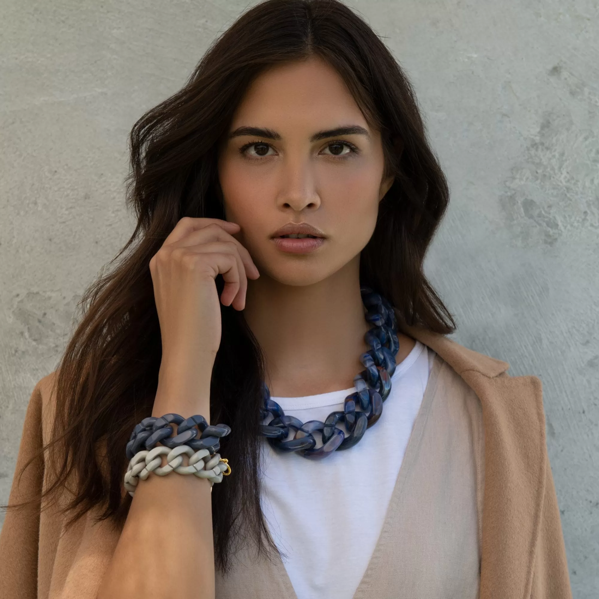 Online Vanessa Baroni Big Flat Chain Necklace Blue Multicolor