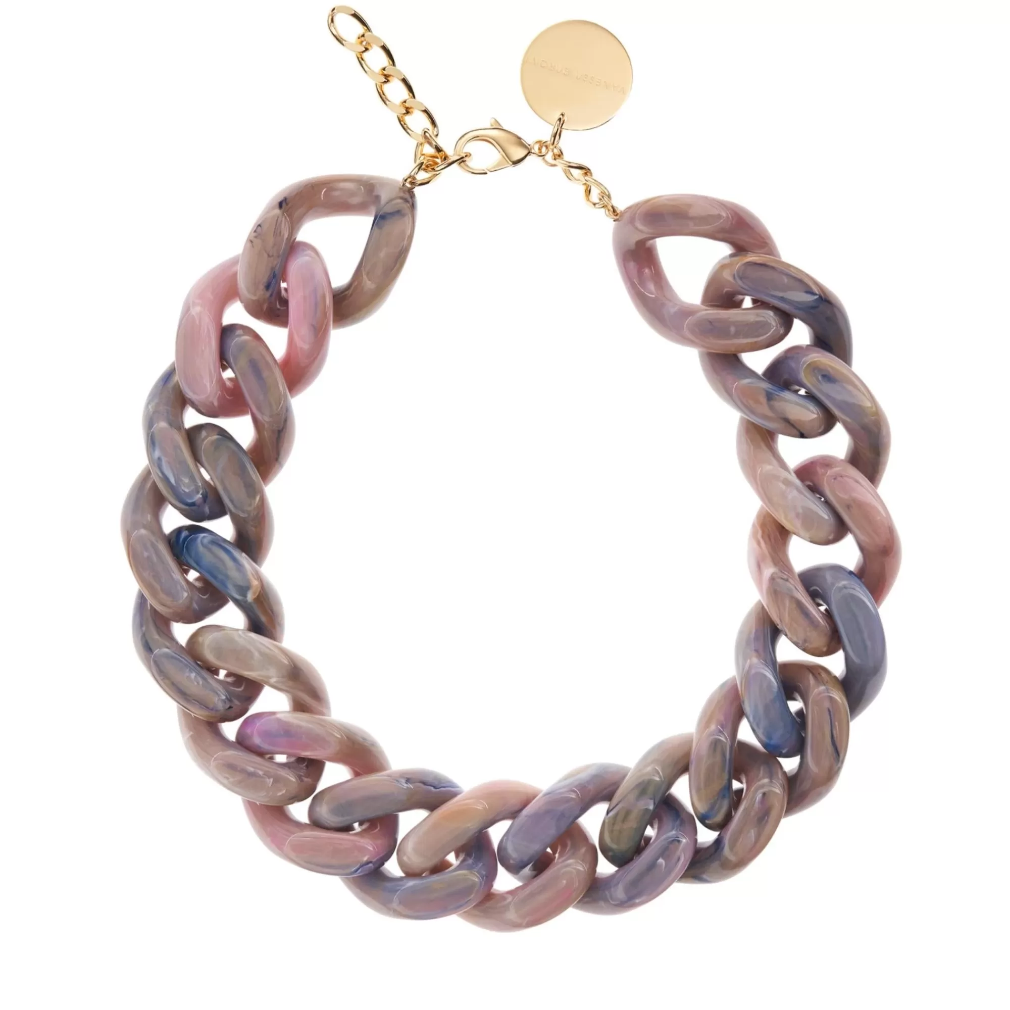 Sale Vanessa Baroni Big Flat Chain Necklace Denim Rainbow