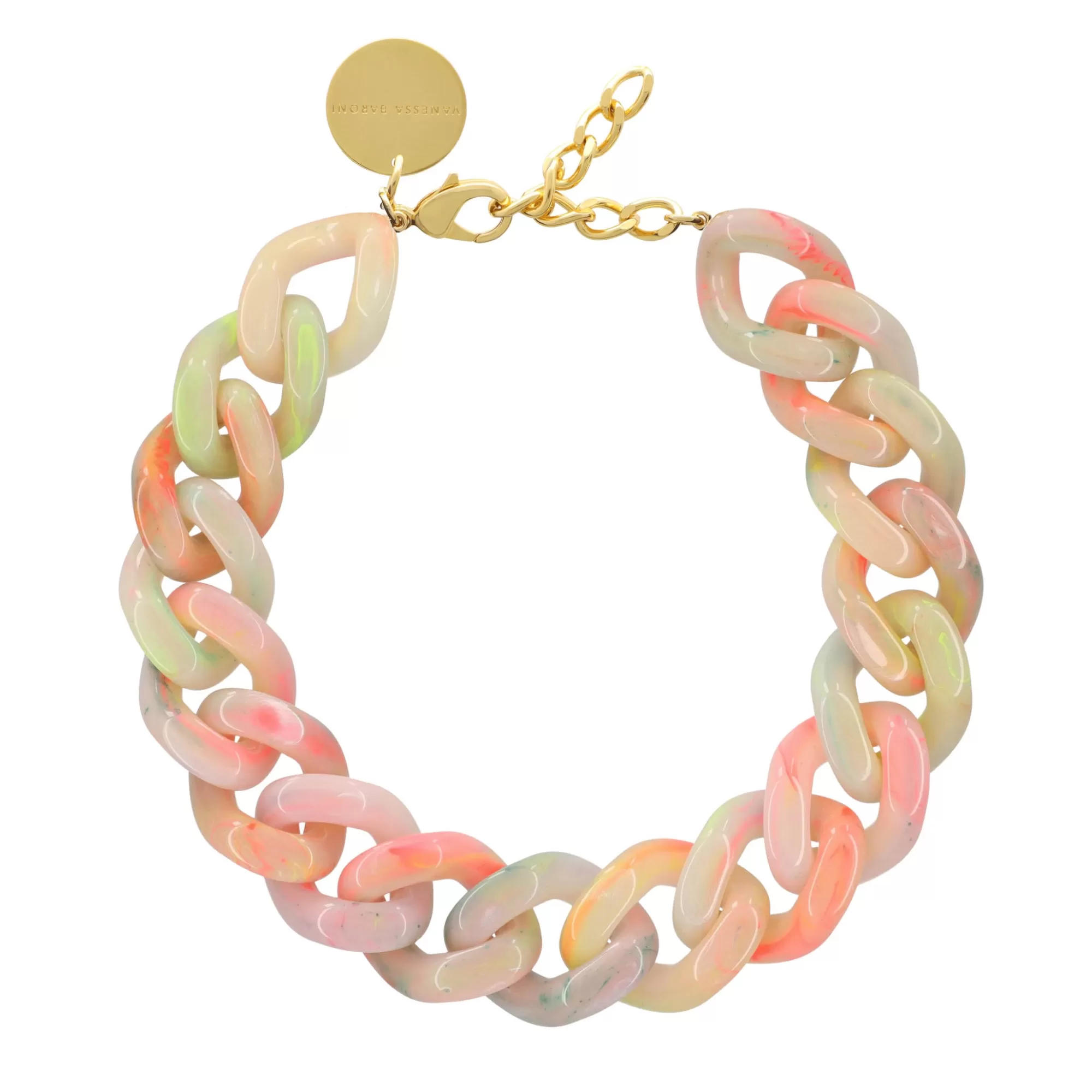 Discount Vanessa Baroni Big Flat Chain Necklace Neon Rainbow