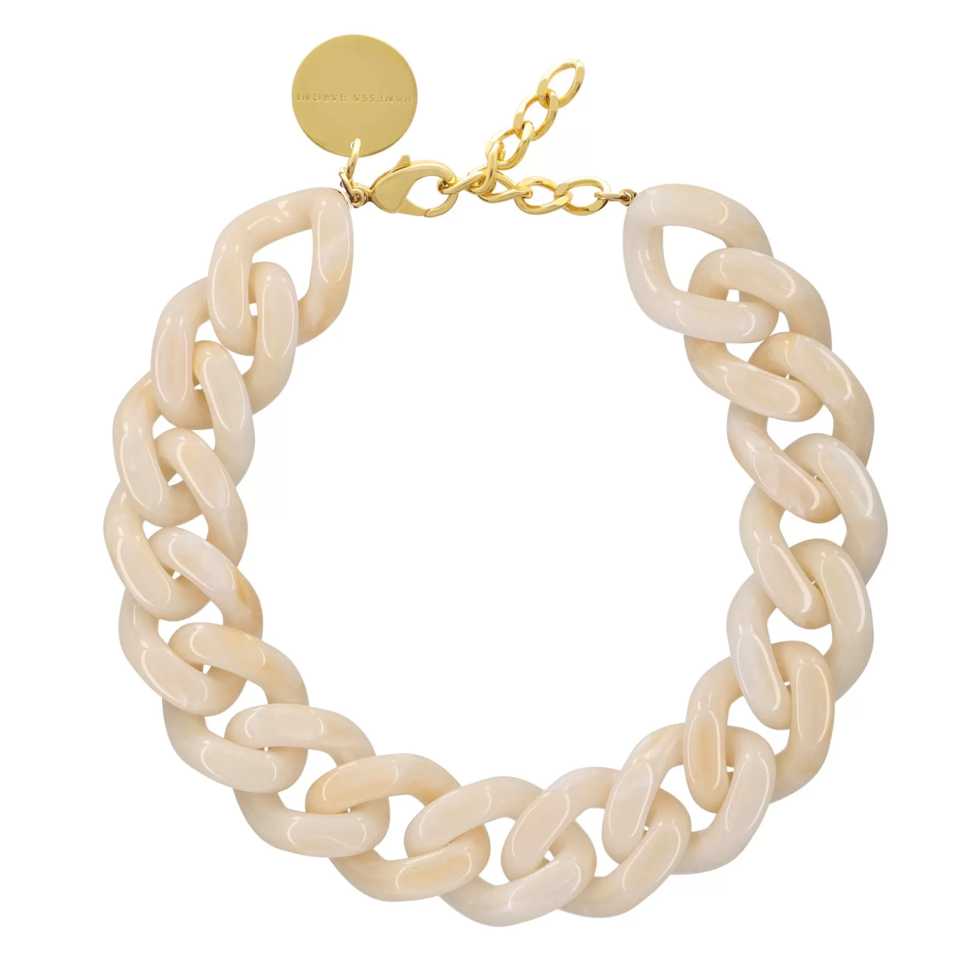 Discount Vanessa Baroni Big Flat Chain Necklace Pearl Marble