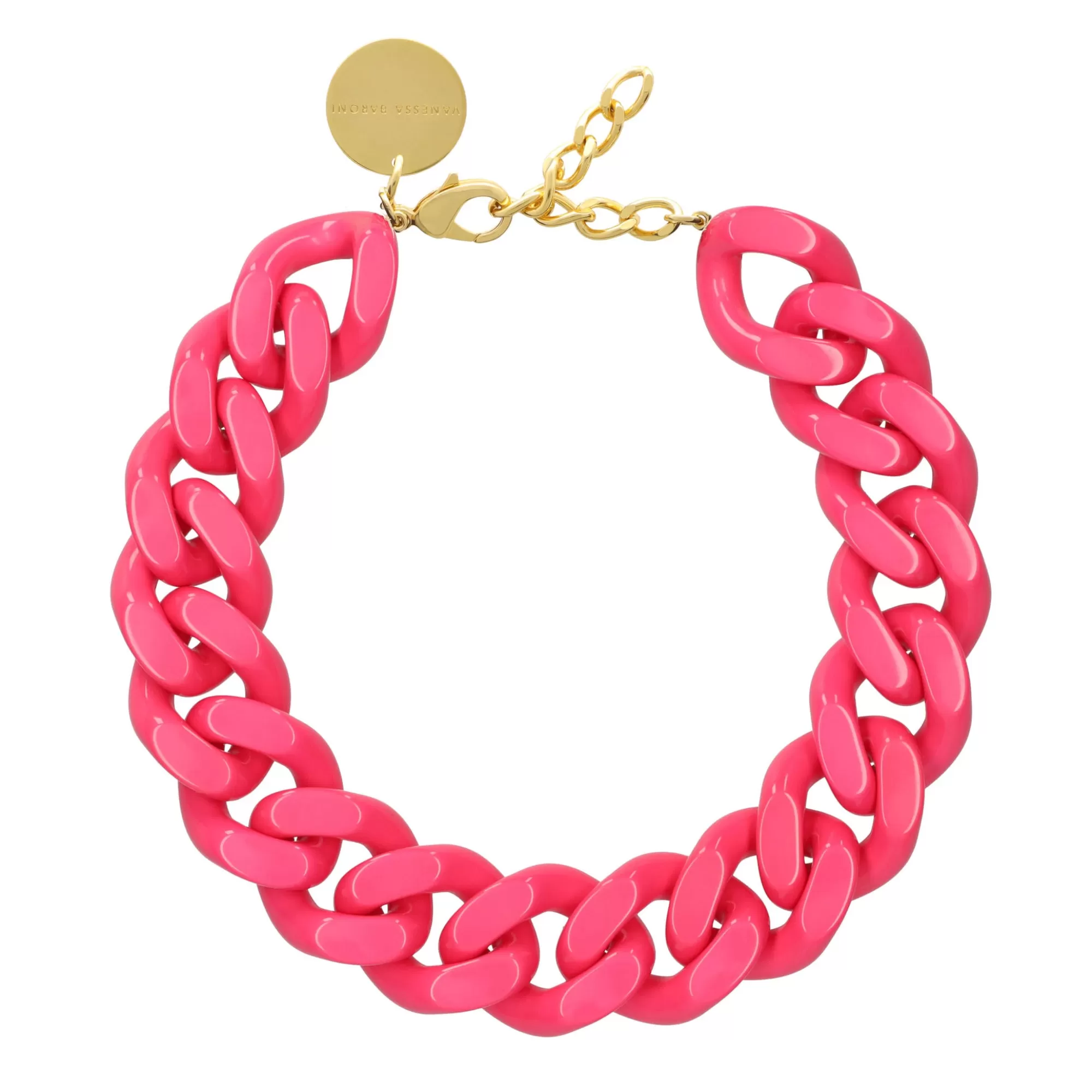 Shop Vanessa Baroni Big Flat Chain Necklace Pink