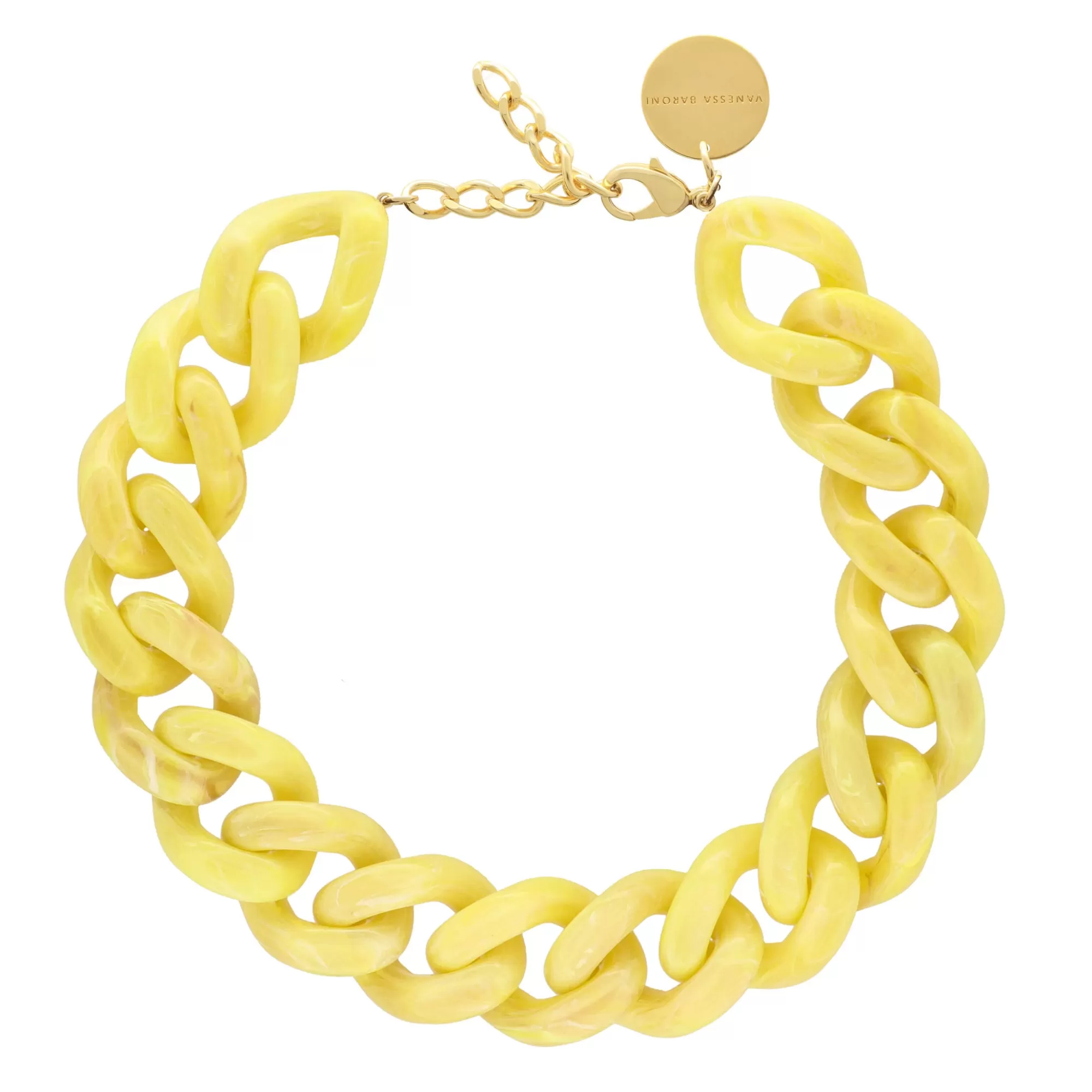 Clearance Vanessa Baroni Big Flat Chain Necklace Yellow Marble