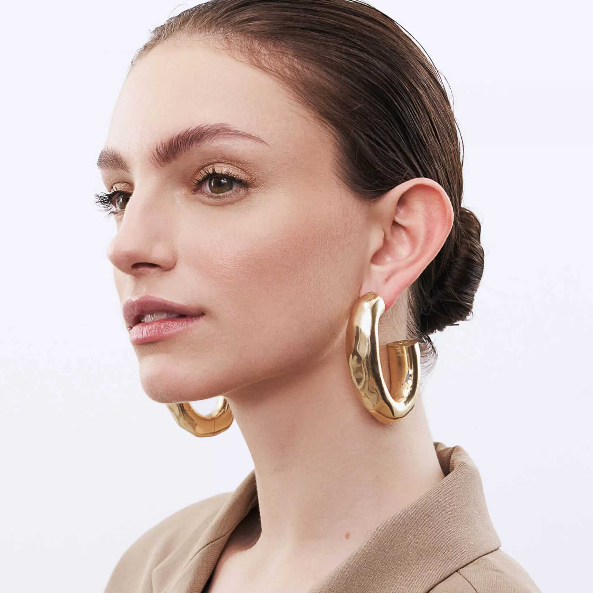 Outlet Vanessa Baroni Big Hammered Earring Gold