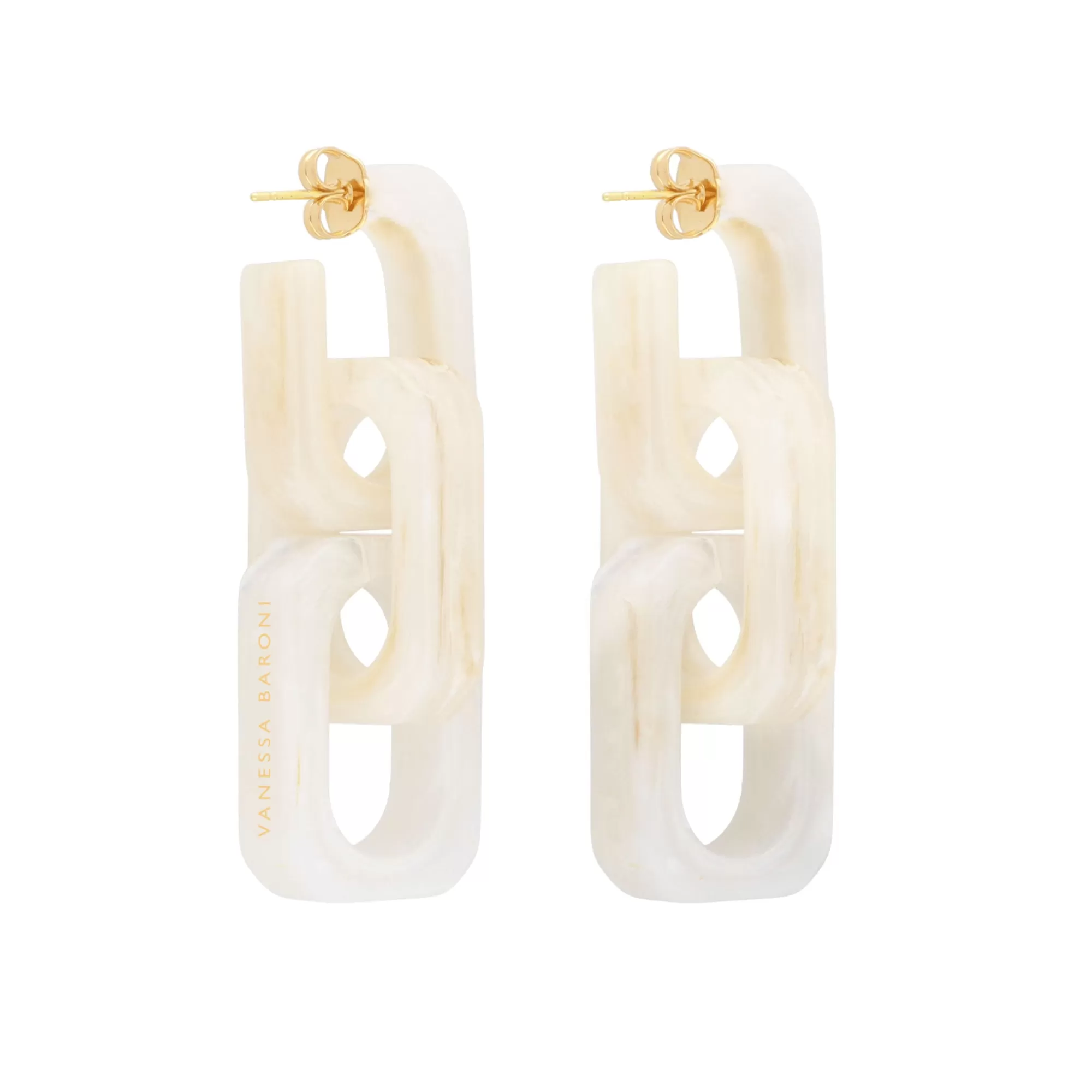 Shop Vanessa Baroni Big Tank Earring White Marble