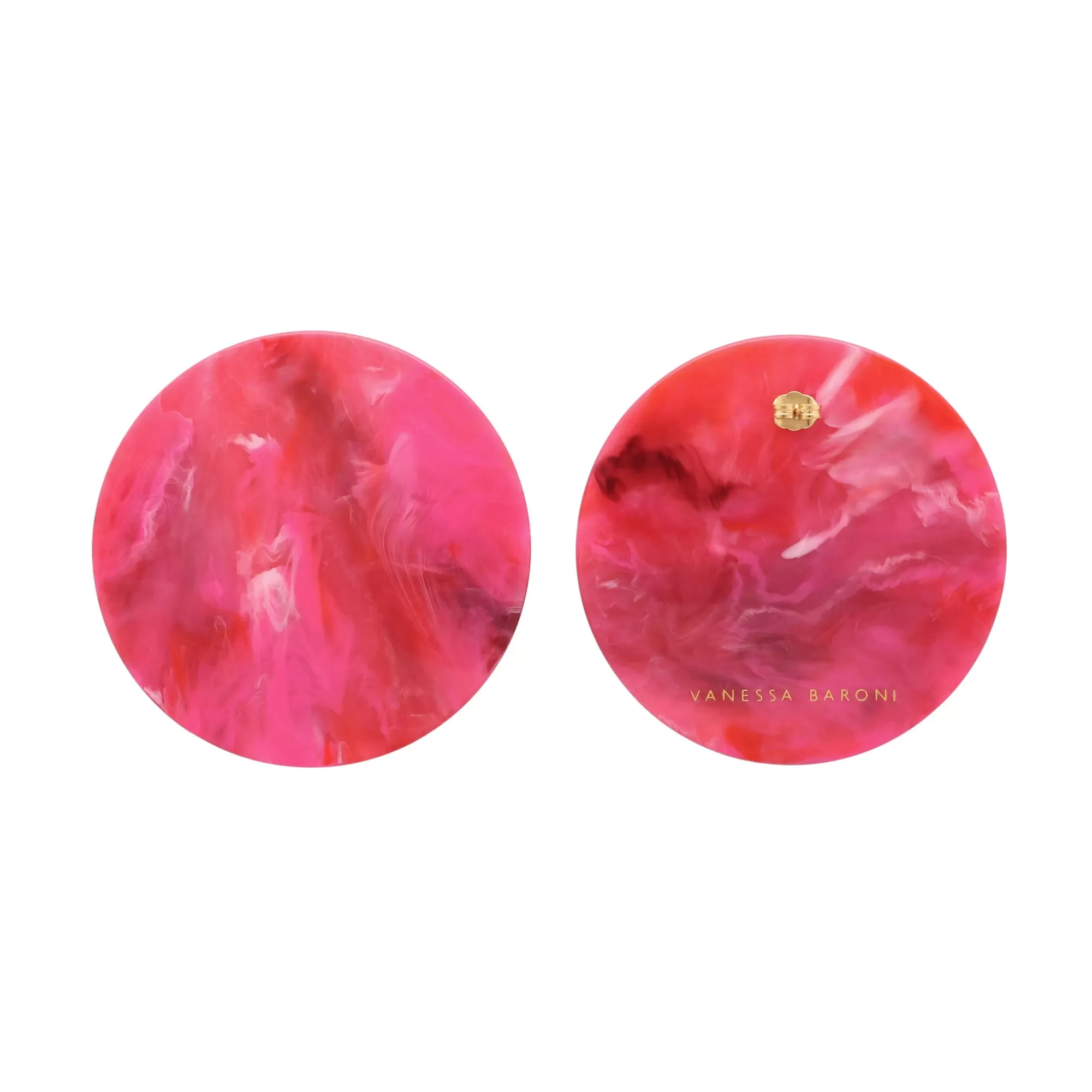 New Vanessa Baroni Disc Earring Pink Marble