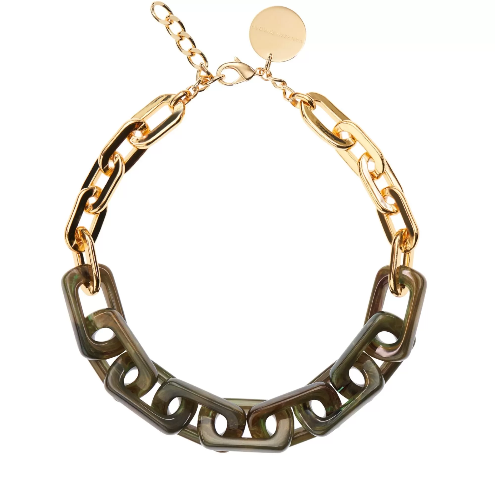 Fashion Vanessa Baroni Edge Necklace With Gold - Olive Marble