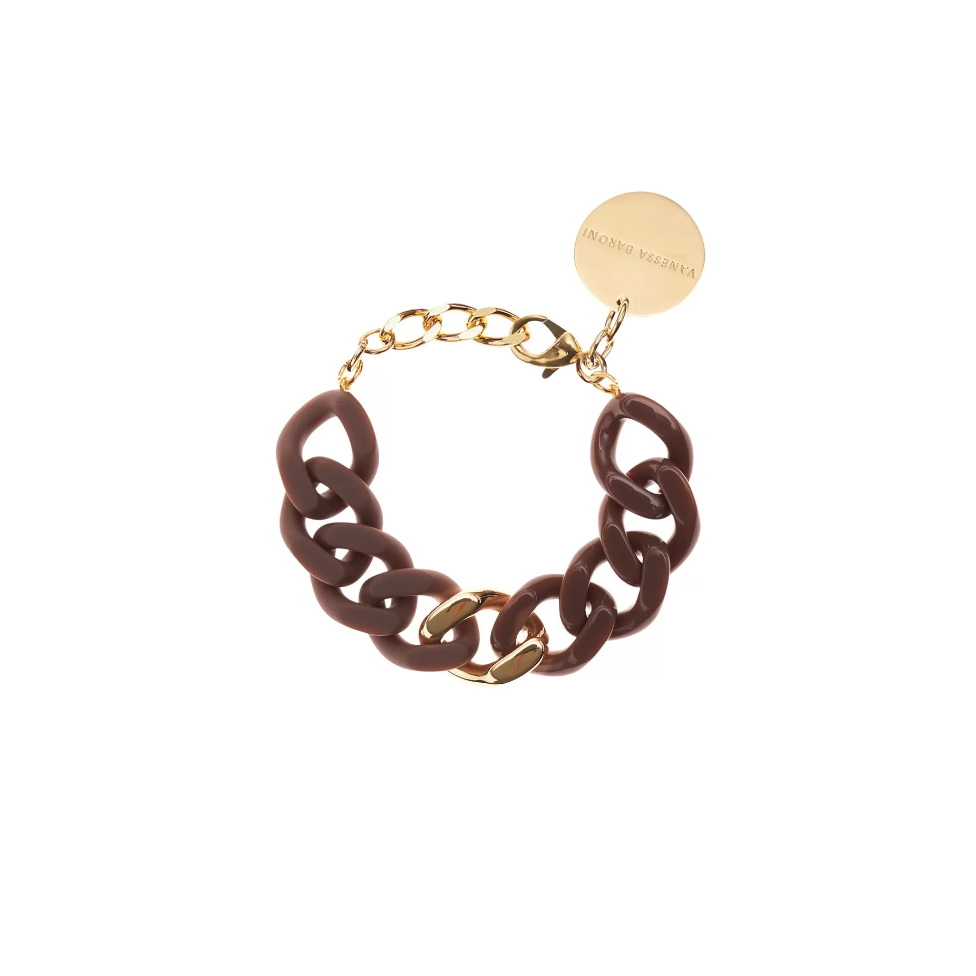 Hot Vanessa Baroni Flat Chain Bracelet 2 Color With Gold - Brown - Brown Matt