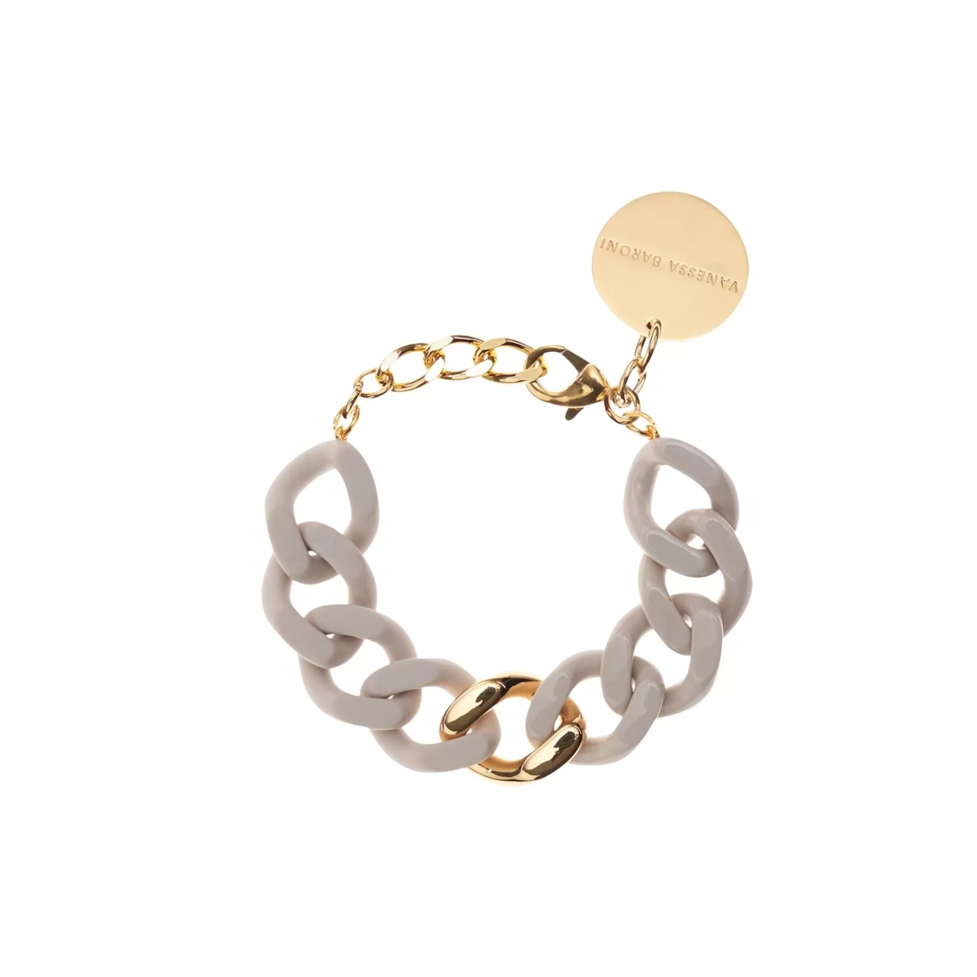 Fashion Vanessa Baroni Flat Chain Bracelet 2 Color With Gold - Grey - Grey Matt