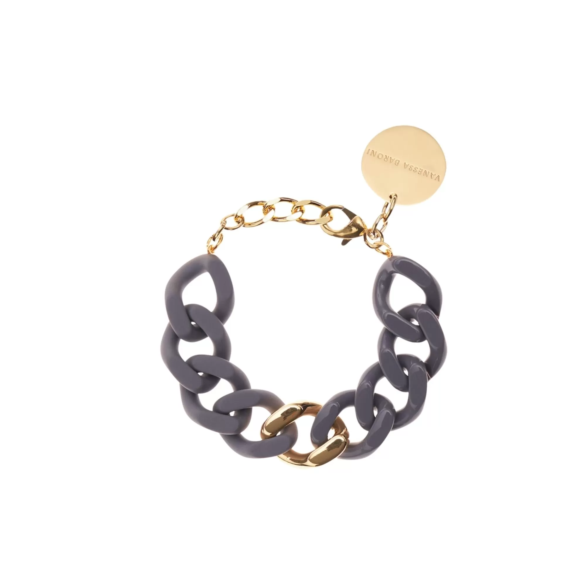 Outlet Vanessa Baroni Flat Chain Bracelet 2 Color With Gold - Pigeon Grey - Pigeon Grey Matt