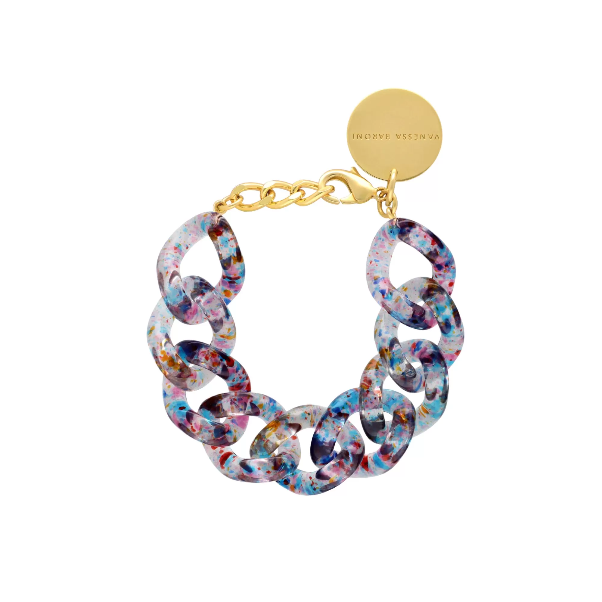 New Vanessa Baroni Flat Chain Bracelet Confetti Blue